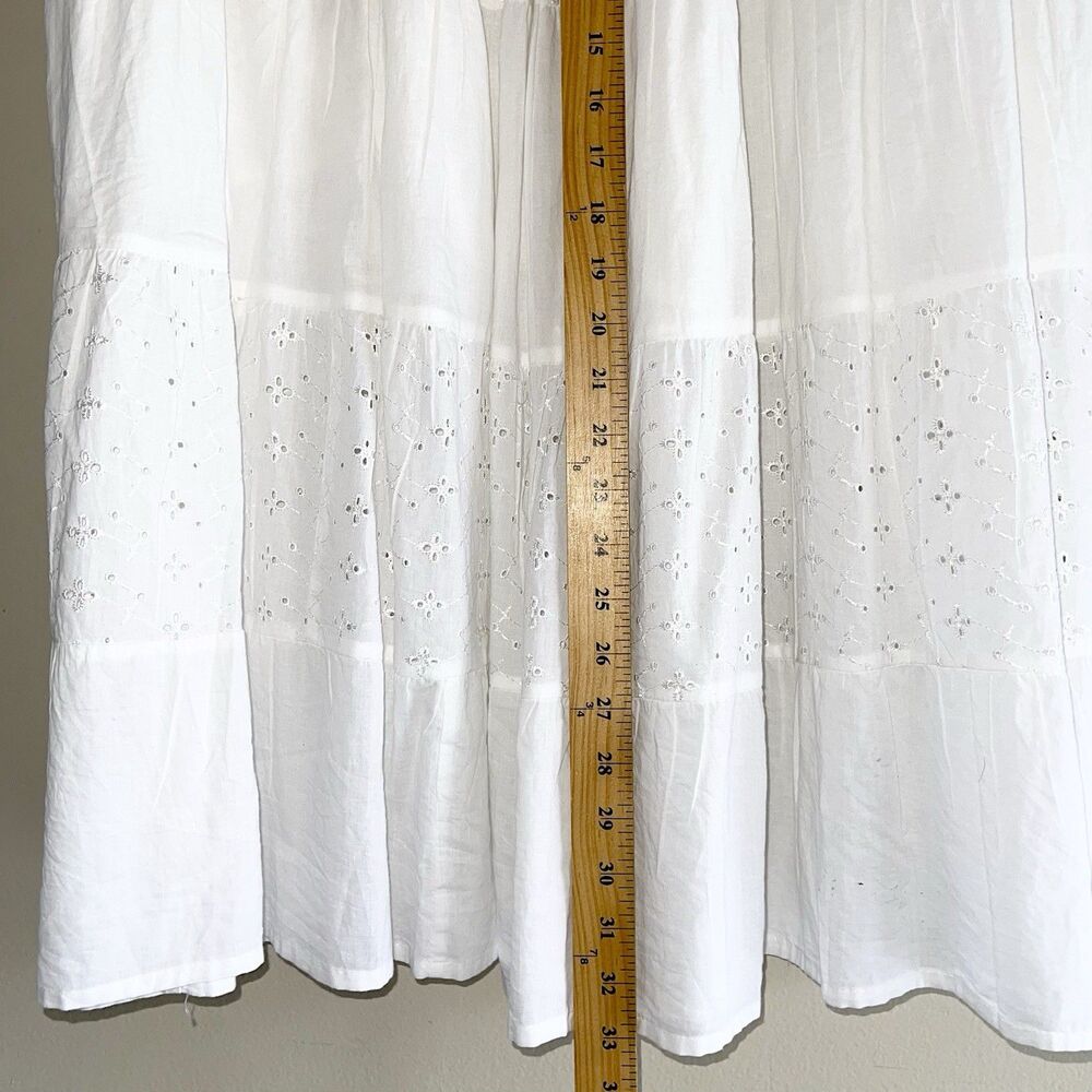 Claudia Richard White Boho Maxi Skirt Plus Size 1X Eyelet Tiered Elastic Waist - Picture 4 of 9
